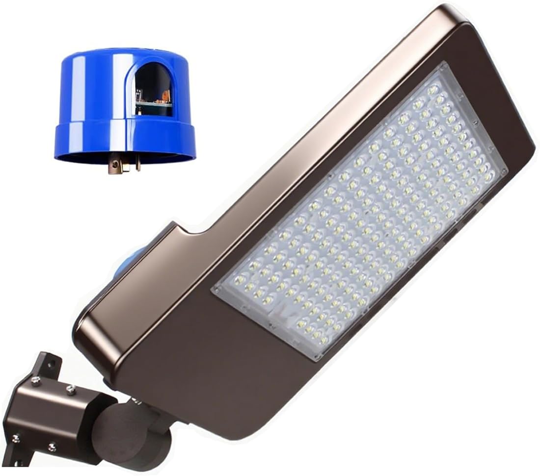 Parking Lot Light 300W Adjustable Arm & Slip Fitter in 1 Mount 42000LM LED Shoebox Light 5000K IP65 Dusk to Dawn Outdoor Lighting AC100-277V Commercial Outdoor Flood Street Light for Yard ETL