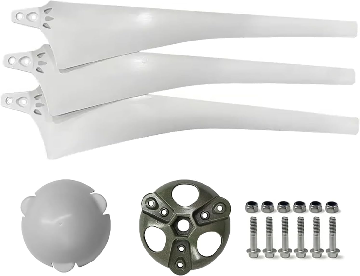 3-Pack 550/580/630mm Nylon Fiber Wind Turbine Blades with Hub and Cover – Horizontal Axis DIY Wind Generator Accessories(630mm)