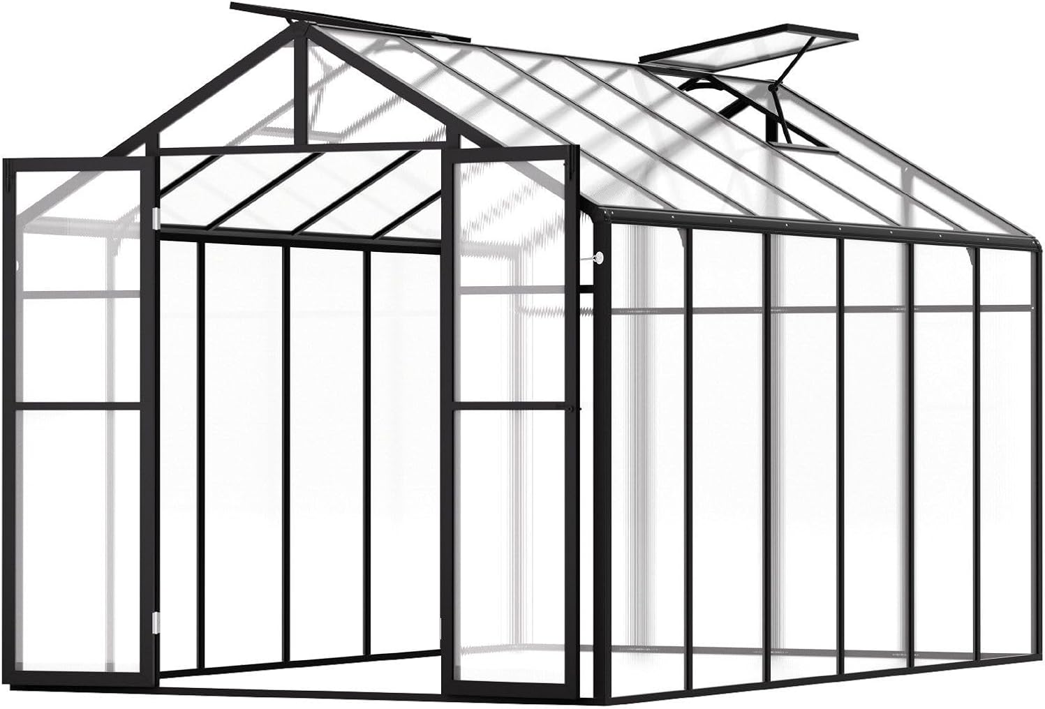 Polycarbonate Greenhouse 8 x 12 Ft Outdoor Walk-in Greenhouse Compatible with Garden