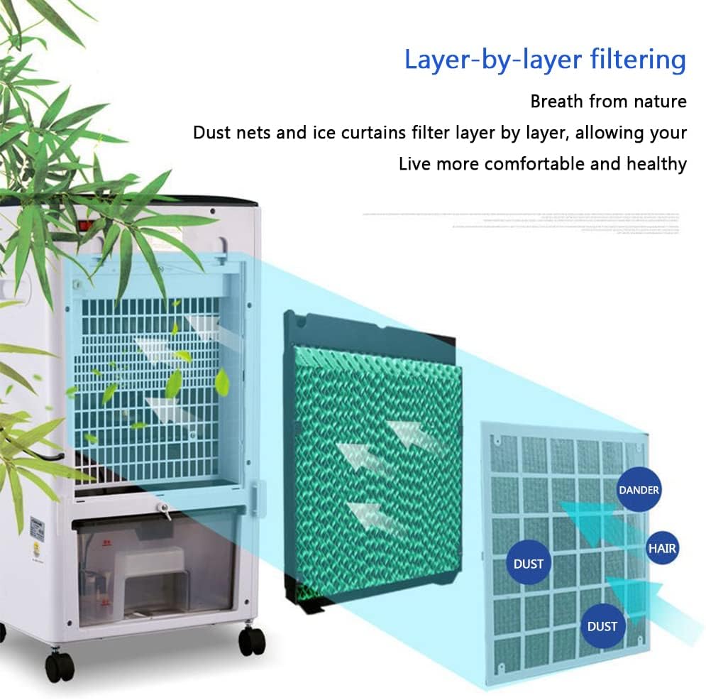 Heating Cooling Air Conditioning Fan, Portable Remote Control, Ice Pack, Humidification, 3 Speeds, 7.5 Hours Timer, for Room Home Office