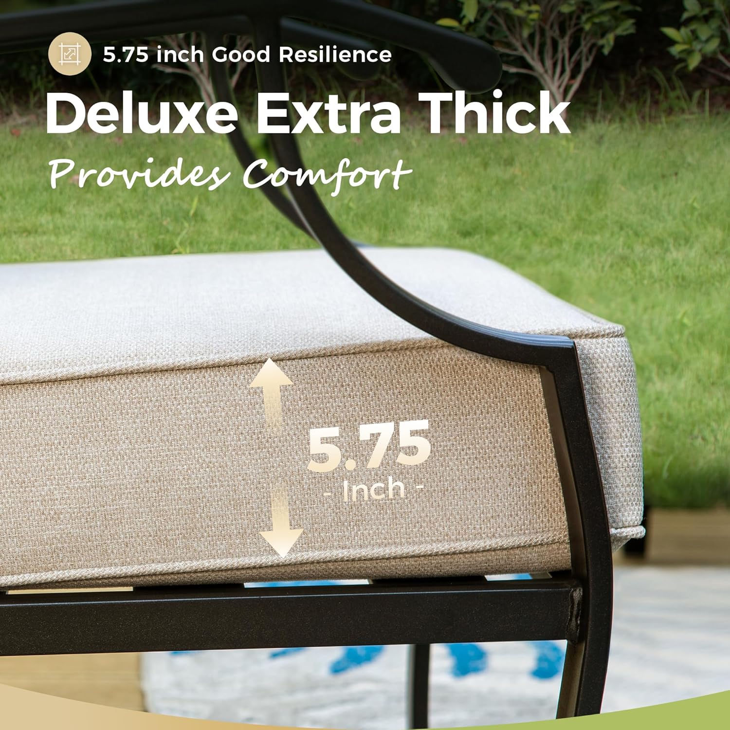 Patio Furniture Set with Firepit Table, 5 Pcs Metal Outdoor Conversation Set, 4 Rocking Chairs with 5.75