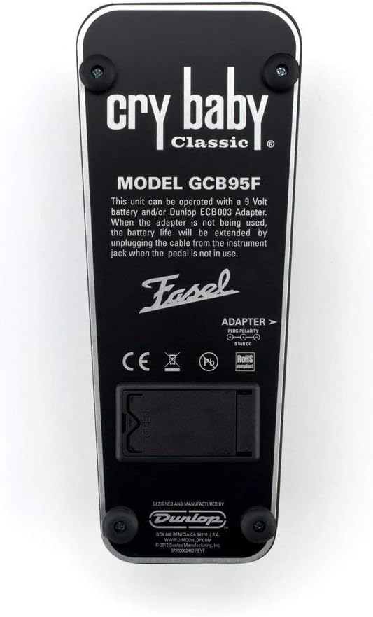 Dunlop GCB95F Cry Baby Classic Wah Pedal Bundle with 2 MXR Patch Cables and Dunlop Pick Pack