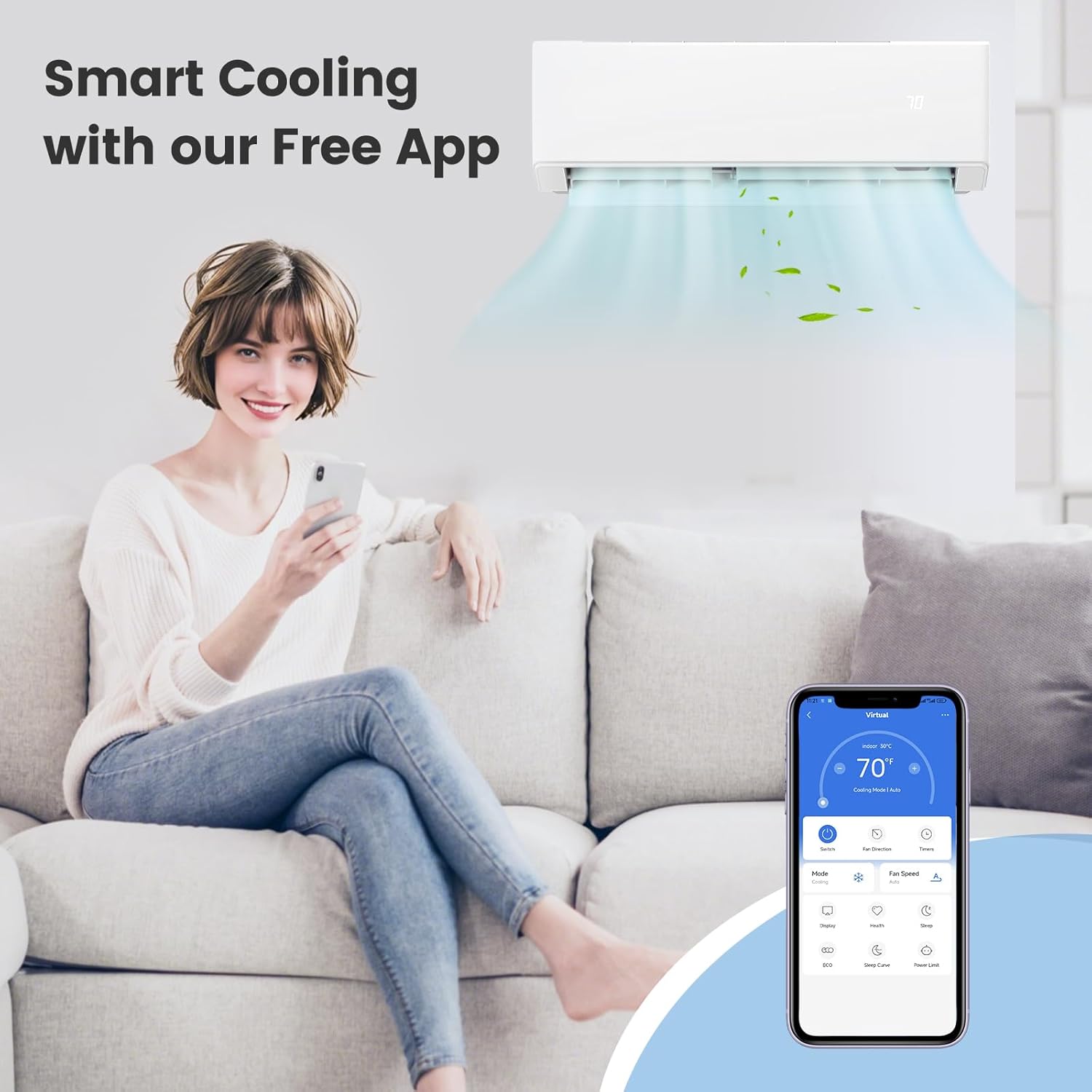 ARLIME Mini Split AC, 2 Zone 30000 BTU Wifi Enabled Air Conditioner & Heater, 23 SEER2, Energy Star, R32 Refrigerant, Inverter Wall AC Unit with Installation Kit, 208-230V (Dual Zone 7K+ 9K)