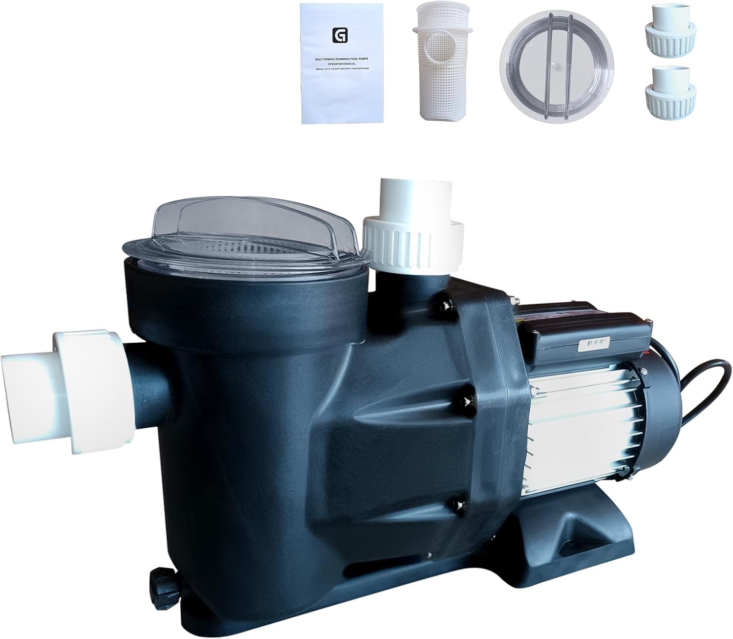 GarveeLife 1.5 HP Above/In Ground Pool Pump, 220V, 8000 GPH High-Flow, 1100W High-Efficiency Swimming Pool Pump with Oversized Filter Basket and 1.5 in Inlet/Outlet (1.5HP, 220V)