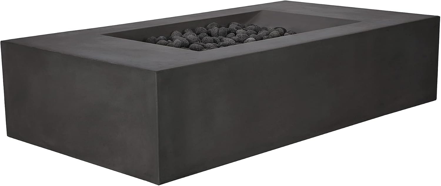 Pyromania Moderne Outdoor Concrete Fire Table, 58 x 32 Inches - Propane Model in Charcoal Gray Color