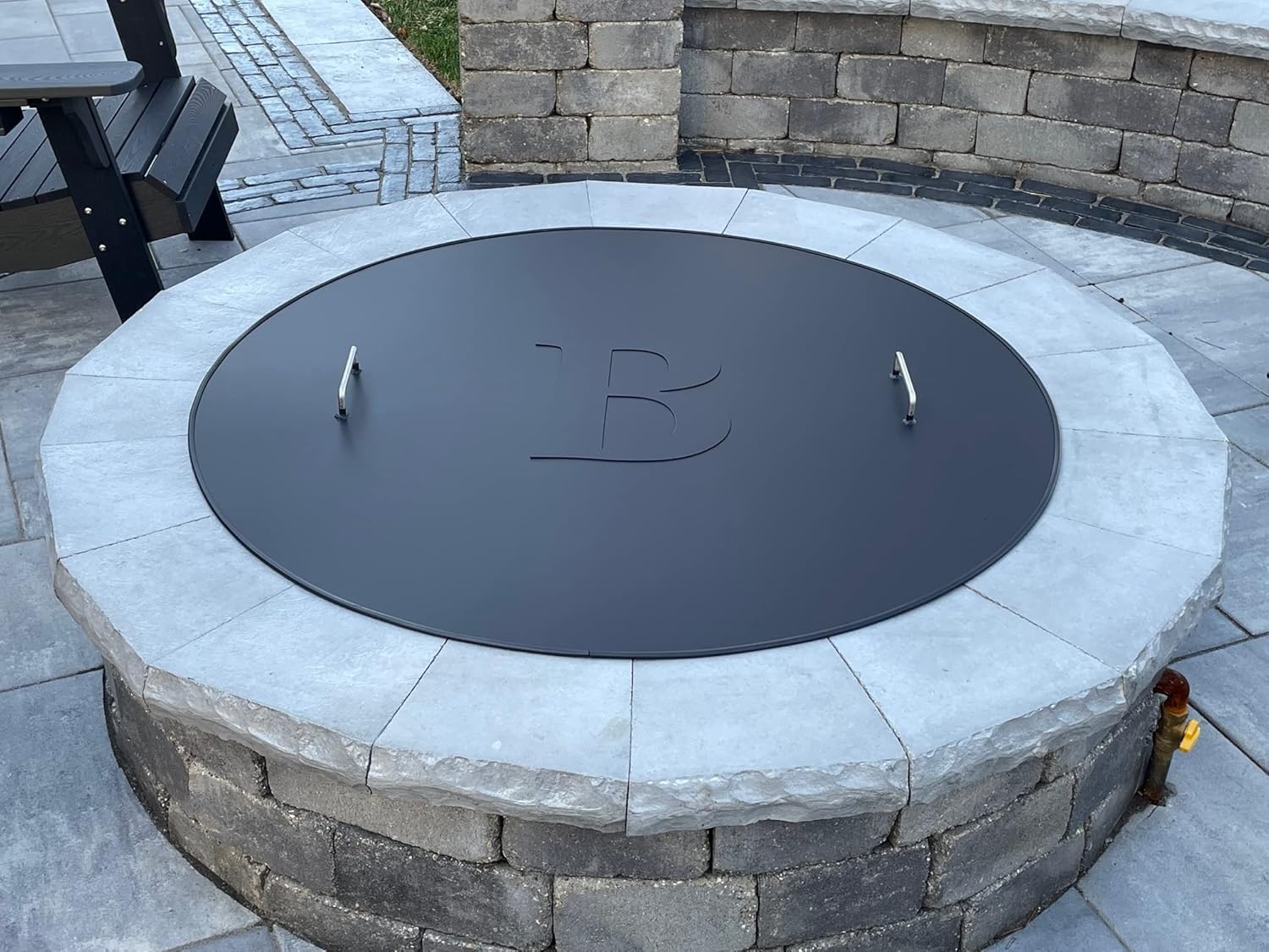 Monogram FIRE Pit Snuffer Cover -Round, Square, or Octagonal Snuffer Cover One Piece -Galvanized Metal with 2 Handle (Round, 48 inch)
