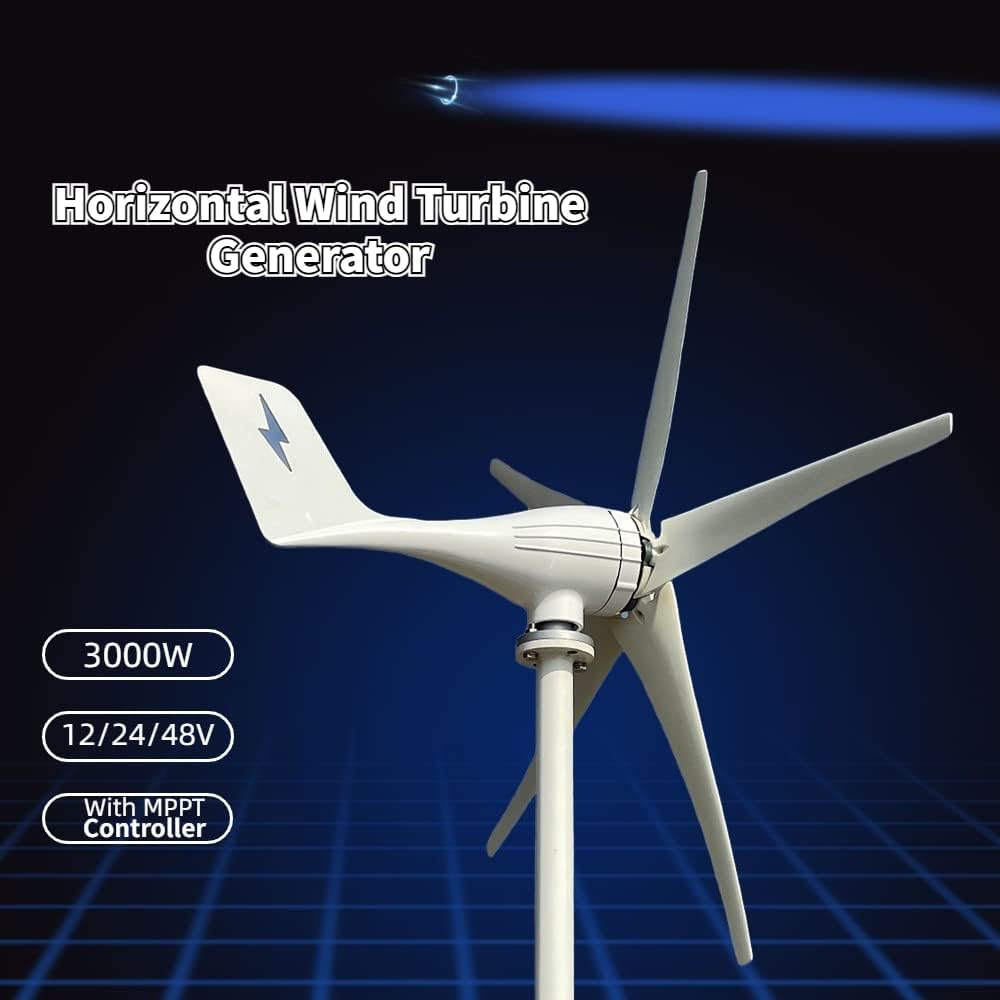 Wind Power Turbine Generator The Horizontal Axis 3000W 3/5 Blades Windmill 12V 24V 48V Wind Power Small Wind Turbine Generator MPPT Controller for Home Use (Size : Mppt Controller, Color : 48V)