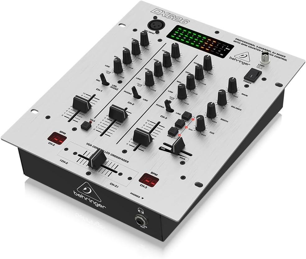 Behringer Pro Mixer Dx626 Professional 3-Channel Dj Mixer With Bpm Counter, Black