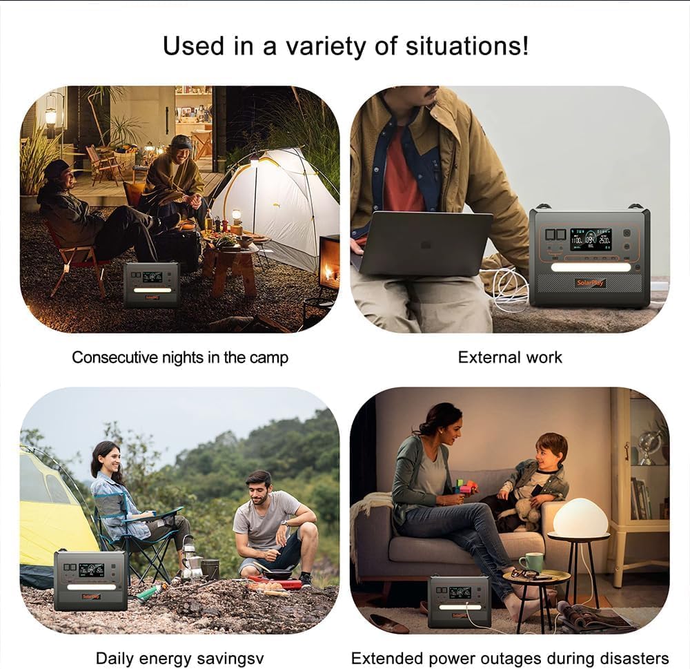 SolarPlay 2500W Portable Power Station(Peak 4800W), 2304Wh Solar Generator with 200W Solar Panel BMS Emergency Solar Battery Backup for Home Camping Outdoor Battery Backup