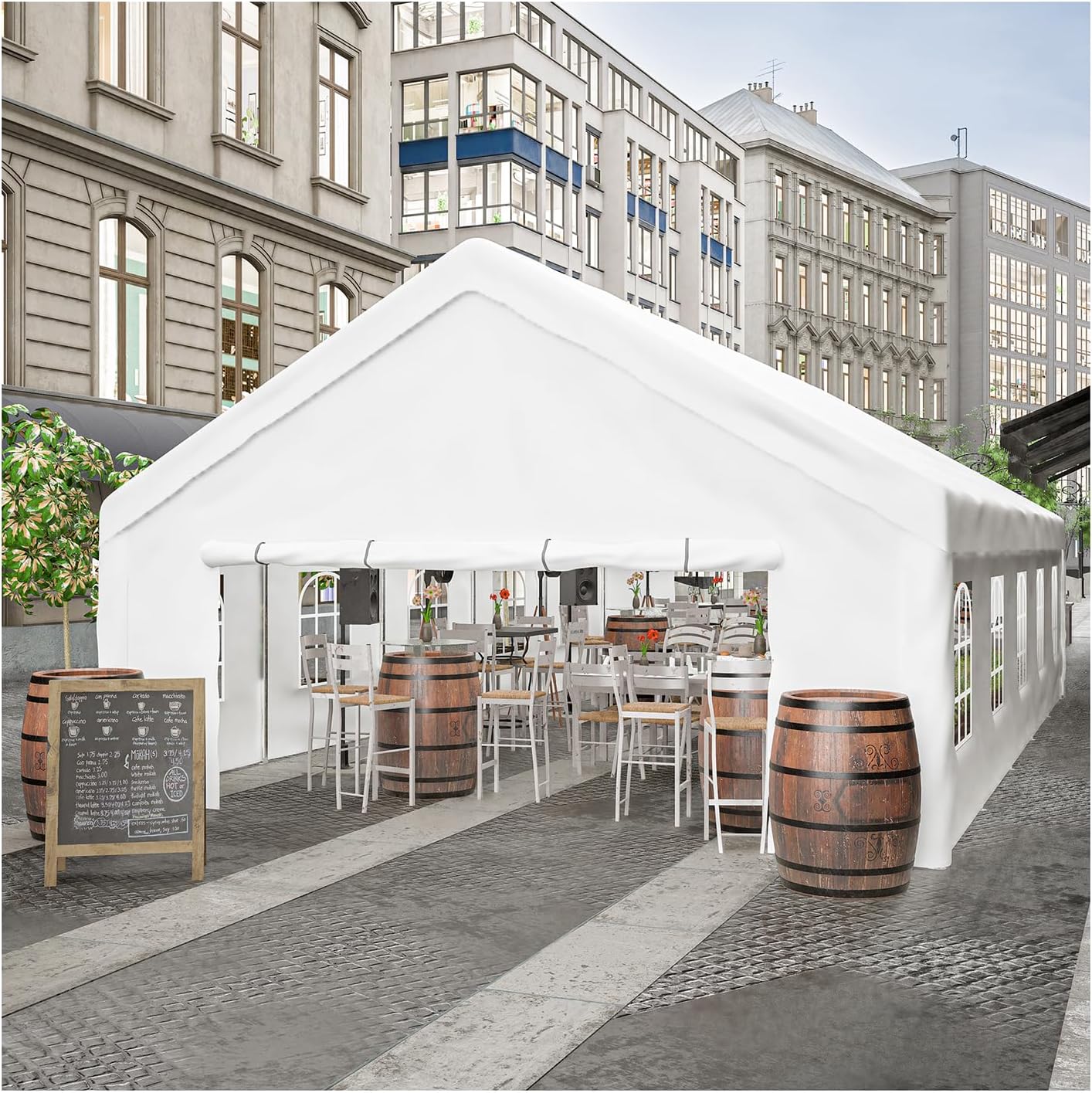 20x20FT Party Canopy Large Tents for Outdoor Events White Wedding Party Tent Heavy Duty with 2 Storage Bags Removable Sidewalls for Parties Carport Camping Garden