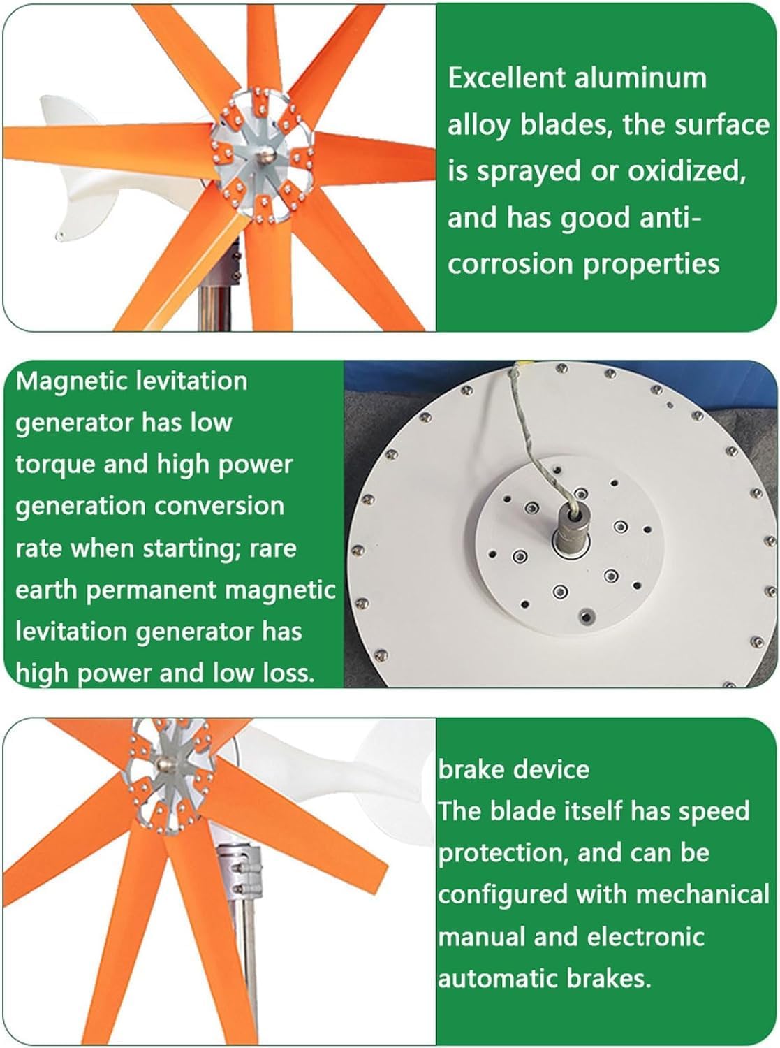 CHRISK 9000W 8 Blades Wind Turbine Generator Windmill with Controller Low Wind Speed Starting Wind Turbines for Home Charging Three-Phase Permanent Magnet Alternator