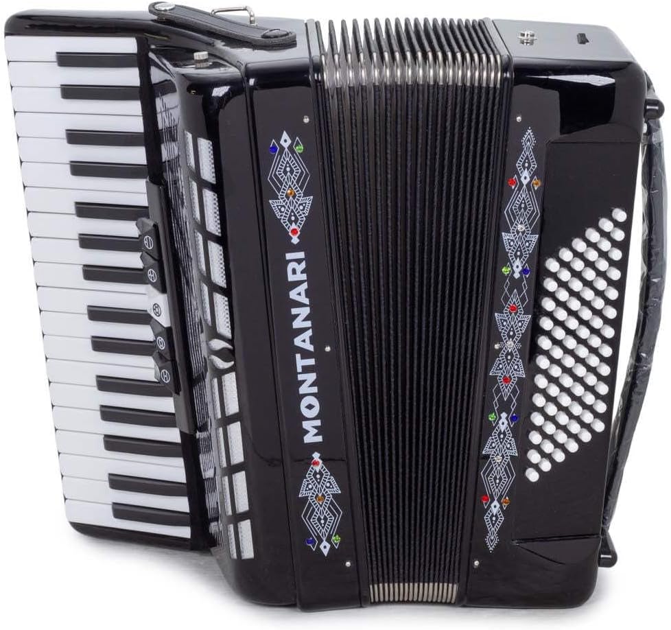 Montanari Piano Accordion 5 switches 72 bass 34 Keys 5 switches Black
