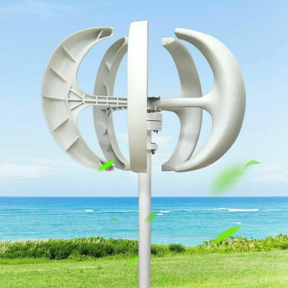 Modern Economy Turbine Wind Generator 5 Blades Vertical Wind Power Turbine Generator White Lantern Style with Charge Controller 600W 24V