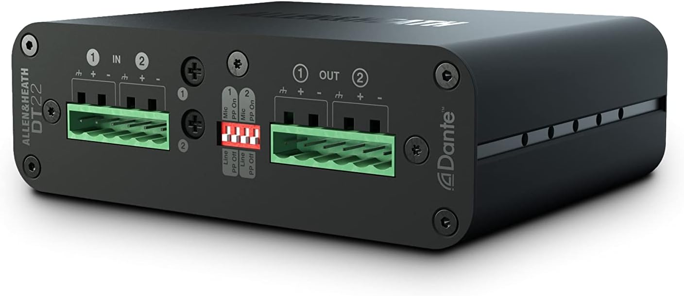 Allen & Heath AH-DT-22-M Dante I/O Interface, 2 In/2 Out, No Power Supply