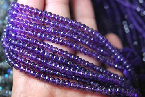 13 inch natural beads strand of 3.5-4mm faceted rondelle african amethyst gemstone beads for DIY jewelry - necklace, bracelet, earring, ring.