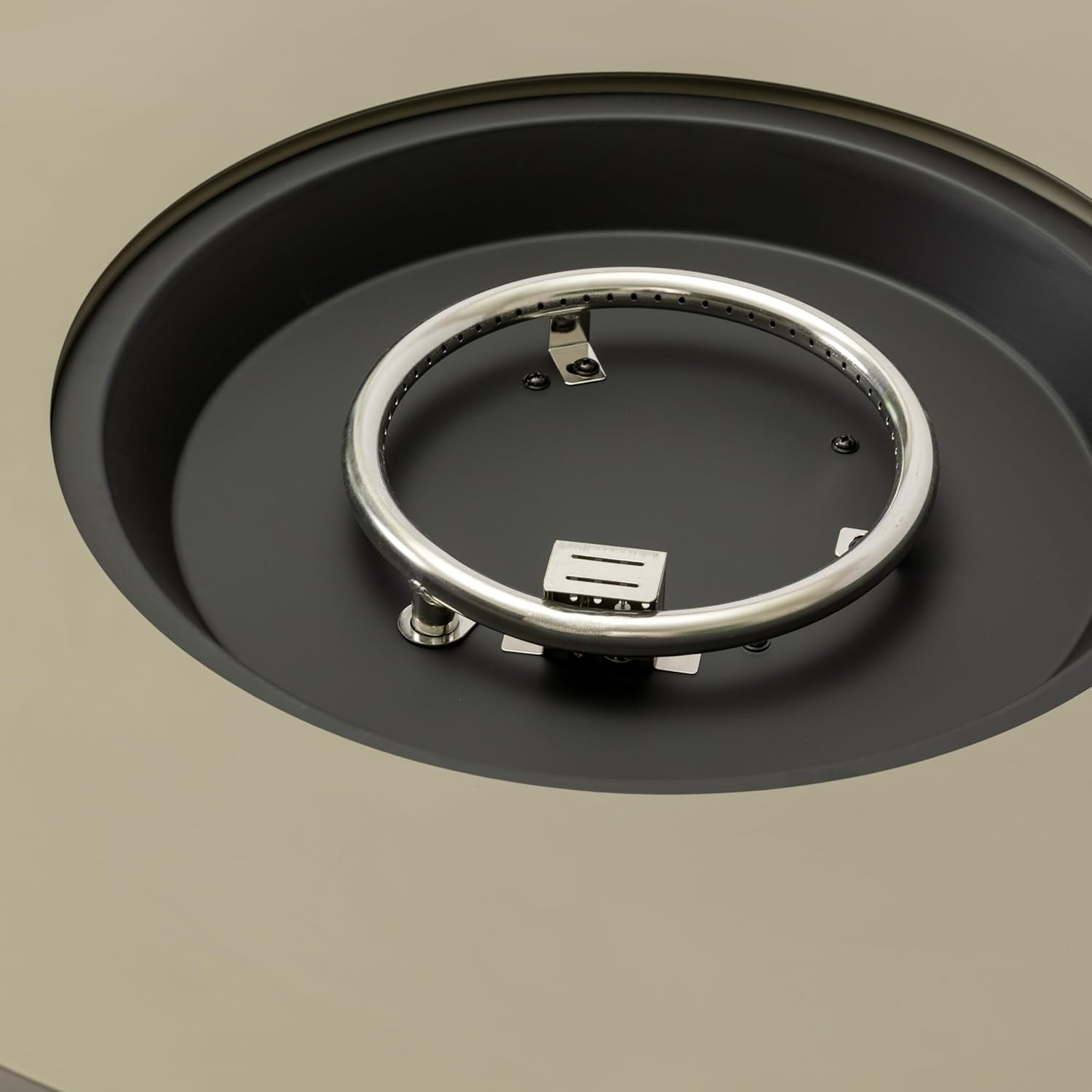 36 Inch Round Iron Fire Pit Table with Push-Button Ignition, Adjustable Flame, 10FT Propane Hose & Metal Lid, Bowl-Shaped Outdoor Gas Firepit Table for Patio, Deck, Balcony, Backyard (Grey, 36 inch)