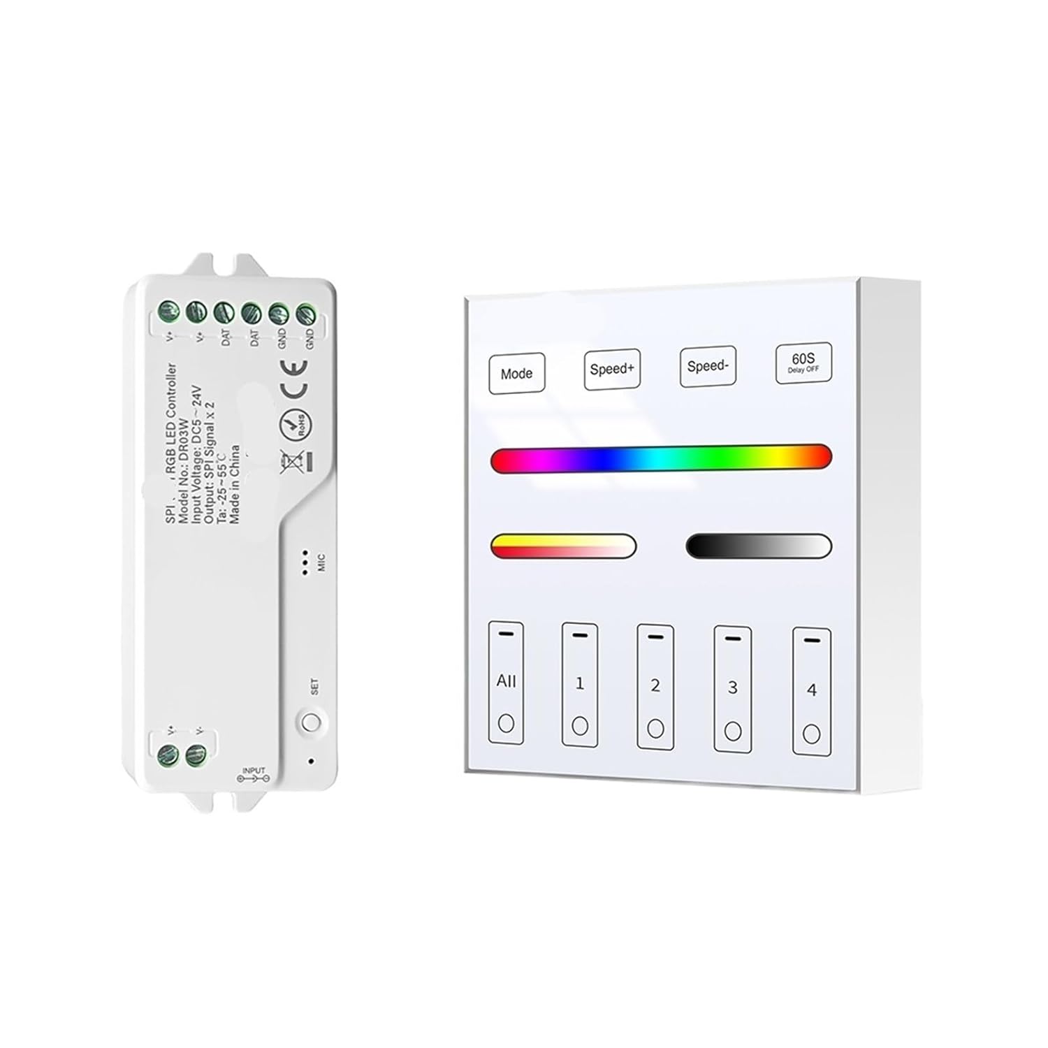 SPI RGB Controller for WS2812B WS2811 addressable LED Strips(86 Remote Kit)