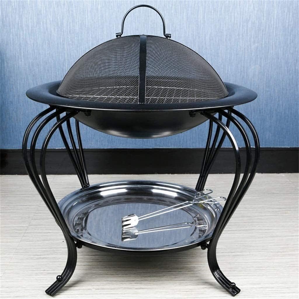Garden Fire Pit Portable Large Grill Barbecue Rack Bonfire Wood Burning Patio Coal Grill Firepit for Grill Charcoal Grill with Spark Screen Poker for Camping Backyard