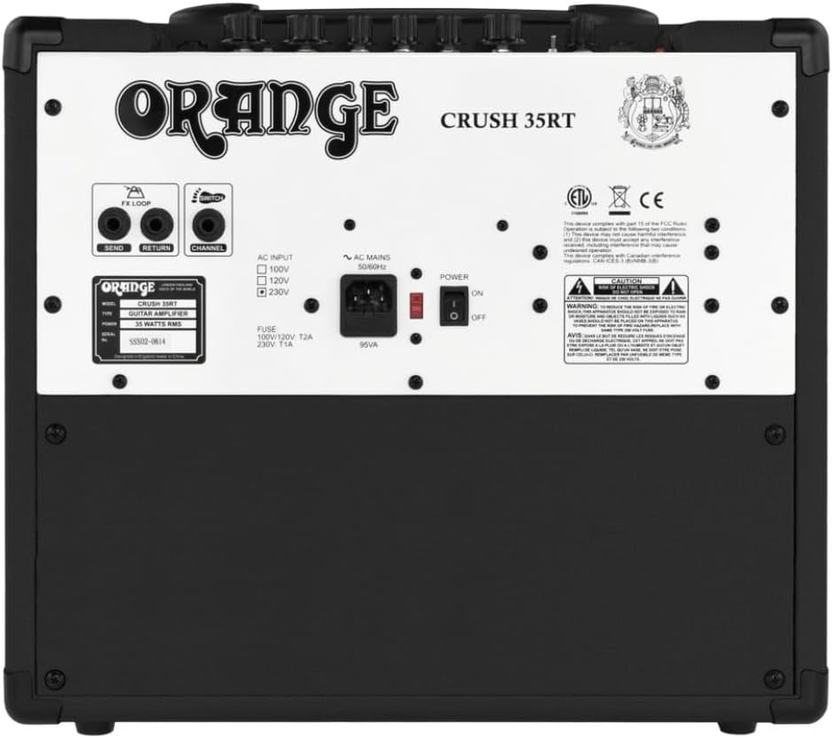 Orange Crush 35RT Guitar Combo Amplifier Bundle w/Pig Hog Black Instrument 10’ Cable, Power Supply AC Adapter and Liquid Audio Polishing Cloth