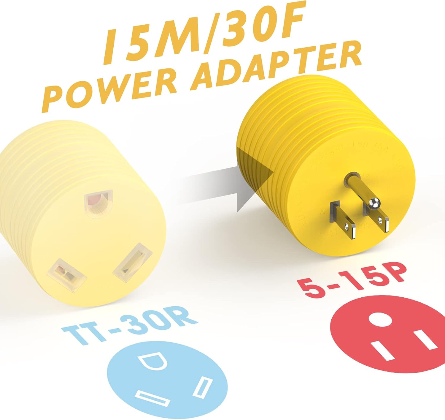 TOOLIOM 30 Amp Generator Extension Cord, NEMA TT-30P/TT-30R RV Extension Cord, 125V 3750W 10/3 AWG STW Generator Cord with LED Indicator Grip Handle for Generator RV Trailer Campers, UL Listed (50FT)