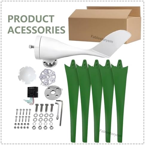 Wind Turbine Home Use Horizontal Generator Kits Blades with ControllerWind Turbines, 5 Blade Professional Wind Turbines Small Windmill Generator 12000W Industrial, Solar and Wind Power Parts