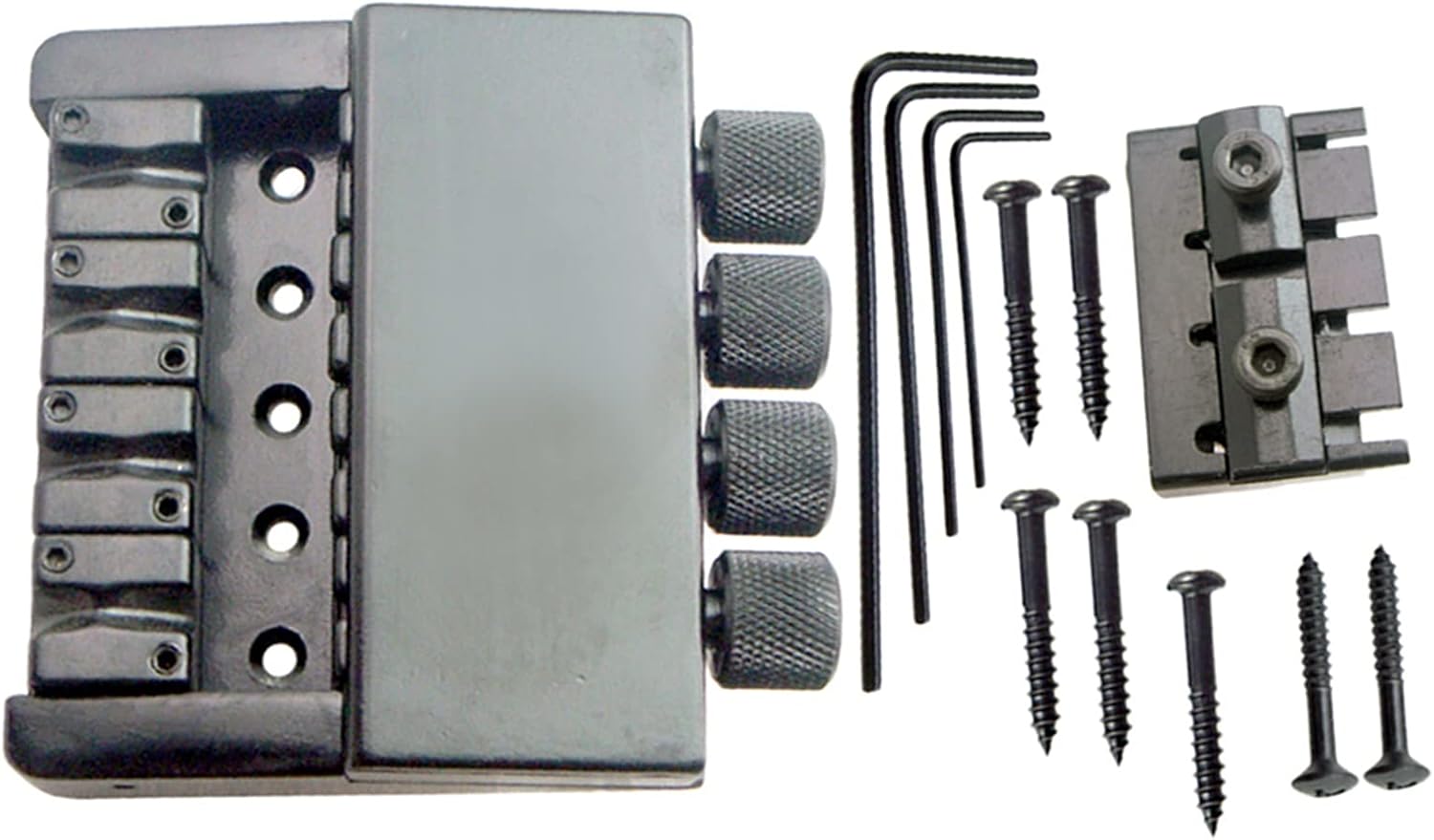 Guitar Bridge System Set Black 4 Strings Tailpiece Bridge Headless Electric Bass System Accessory