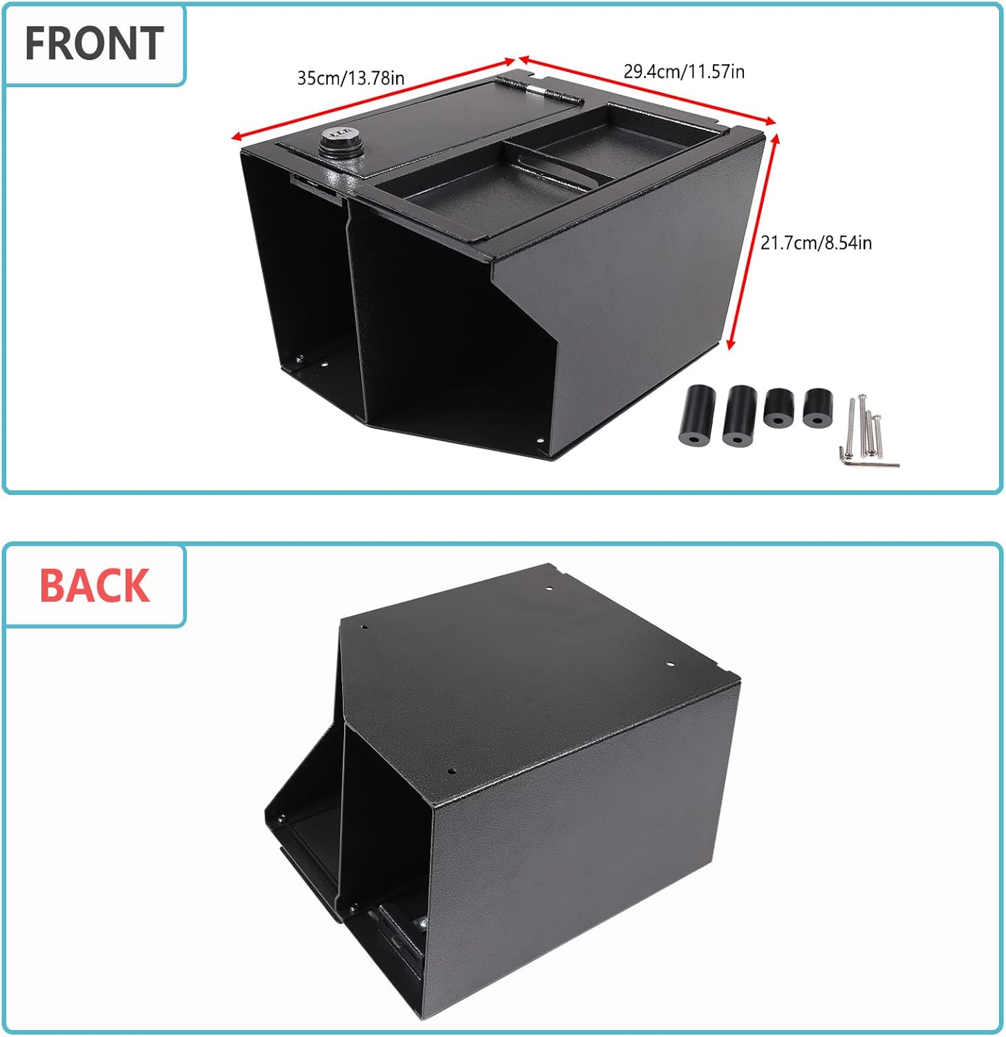 Aunginsy Center Console Lock Safe Box Armrest Storage Compatible with Toyota Tundra 2014-2021, Car Central Control Organizer Tray Vault Security with 3 Digit Combo Password Insert Accessories(Large)