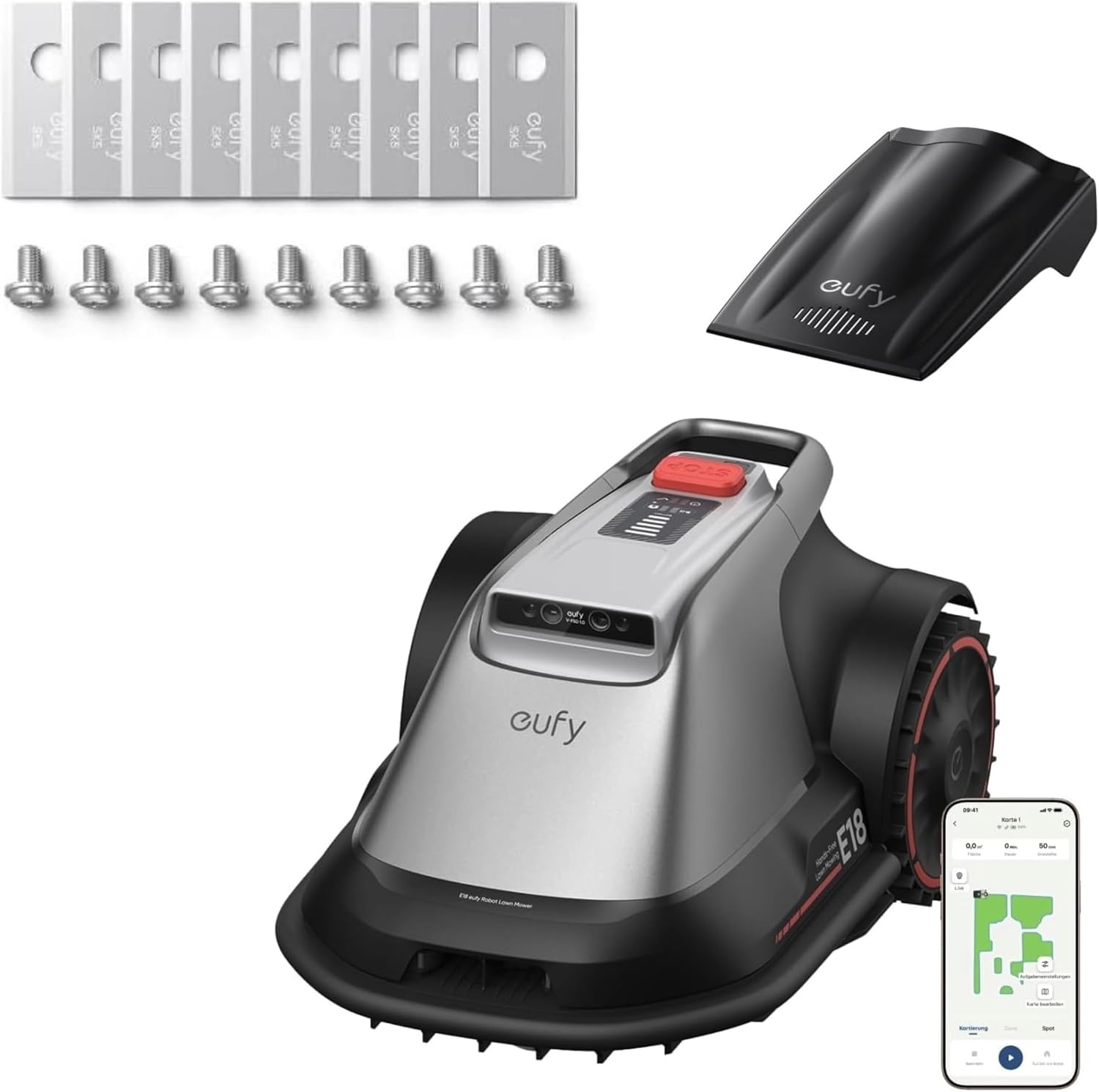 eufy E18 Robot Lawn Mower with 0.3 Acres + eufy Robot Lawn Mower Series Accessory, Blades*27 for Robotic Lawn Mower E15/E18