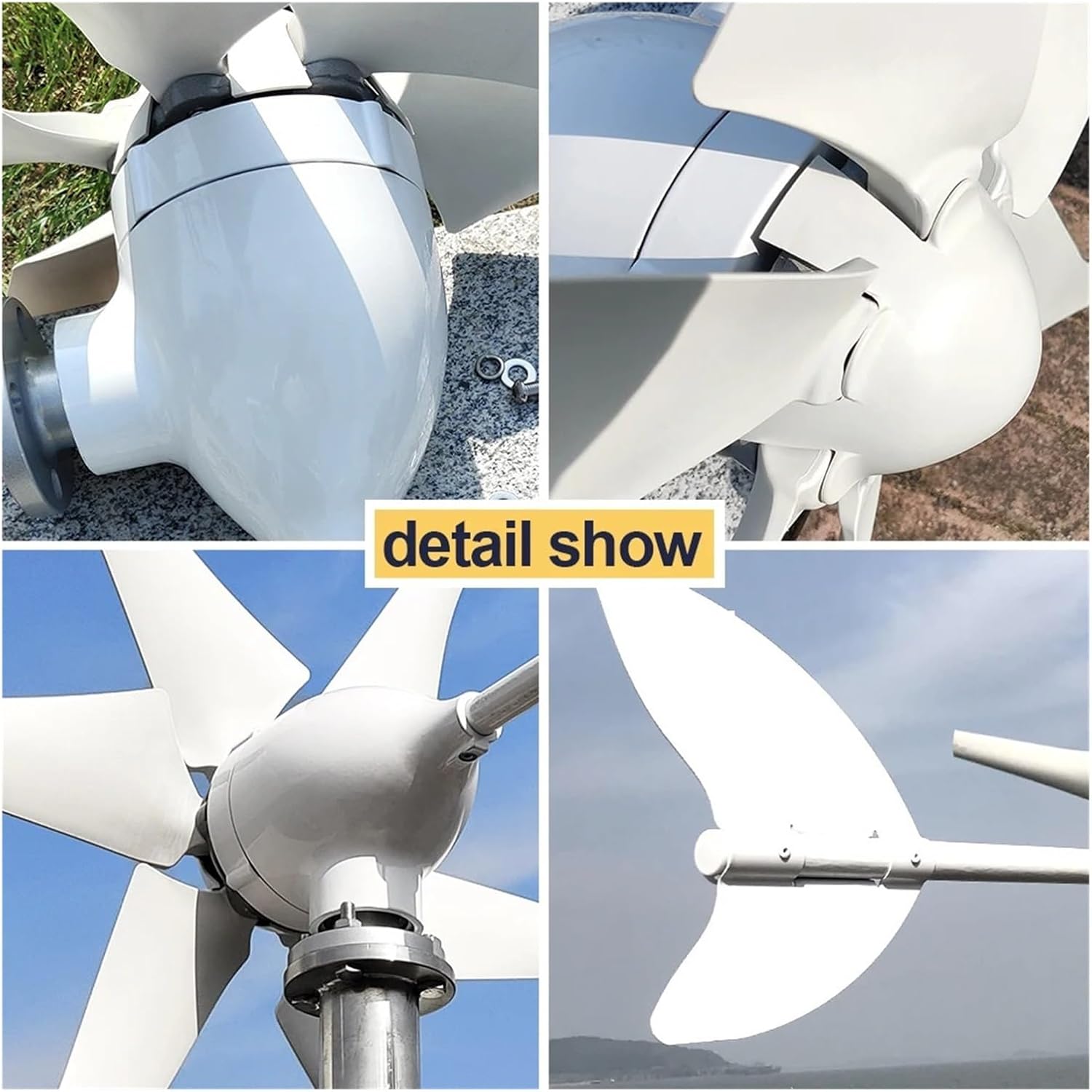 3000W Wind Turbine Kit Horizontal Turbine 12V/24V/48V Low Noise Wind Power Generator with MPPT Controller Low Starting Speed for Home(Model2,24V_3000W)