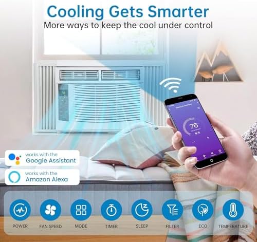 6000Btu Window Air Conditioner Units, Fast Cooling 250 Sq.Ft. 115V Air Conditioner Window Unit with Remote Controlled, App Controlled, 50Db Low Noise,Small Ac Unit for Room Quick Installation