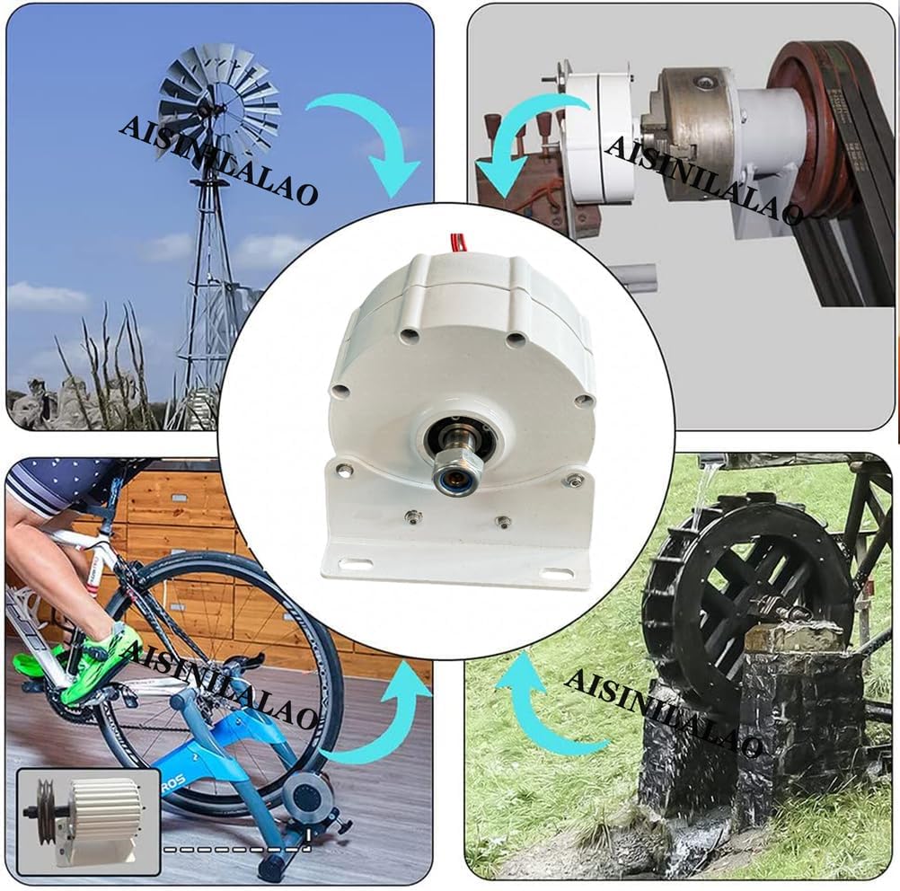 2000W12V 24V 48V Gearless Permanent Magnet Generator, Alternator Coreless Maglev for Solar Panel Wind Turbine (300Rpm,White)