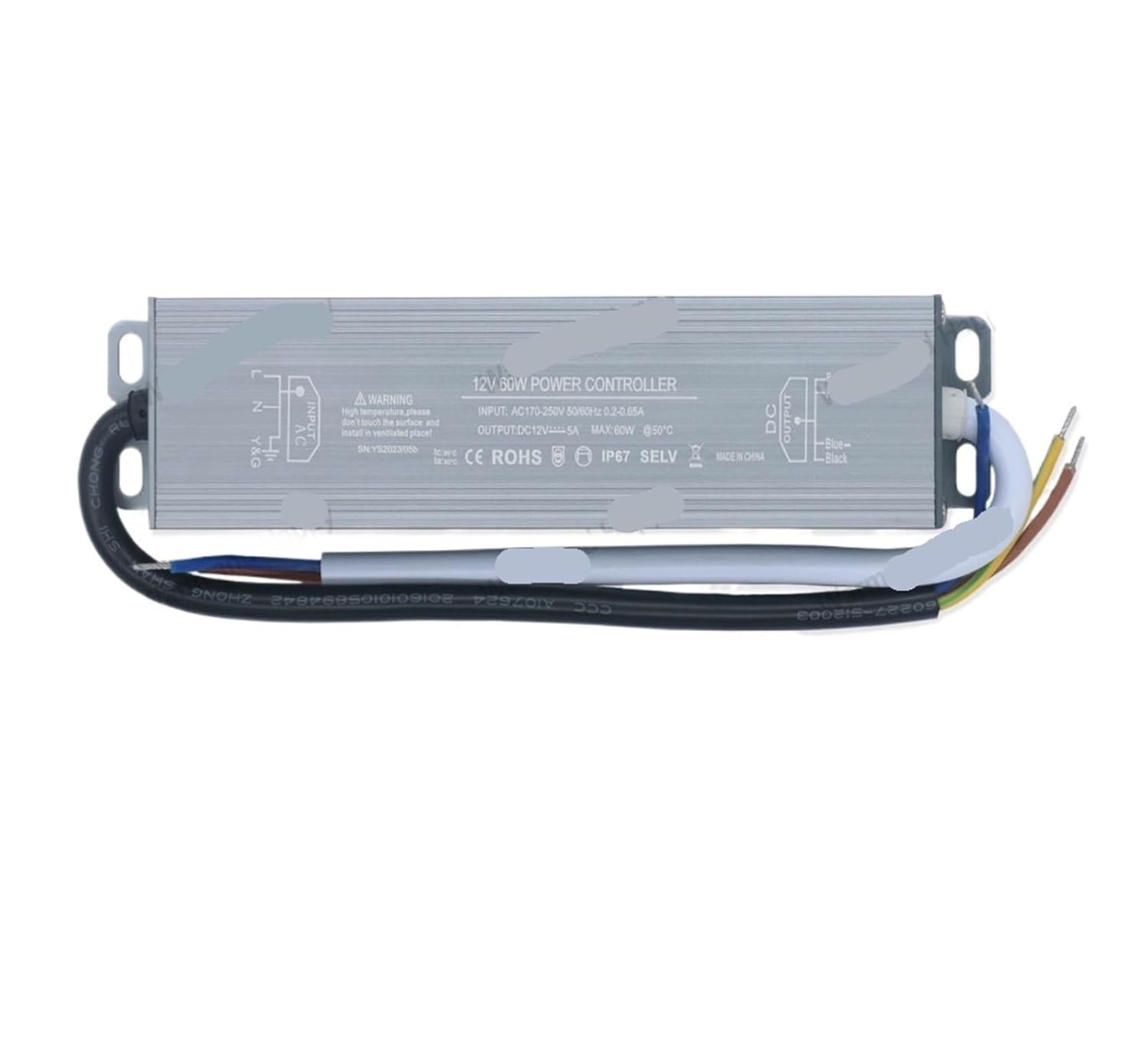 36W 60W LED Constant Voltage Driver DC12V 3A 5A IP67 Outdoor Lighting Indoor Light with Waterproof Transformer(60W DC12V 5A)