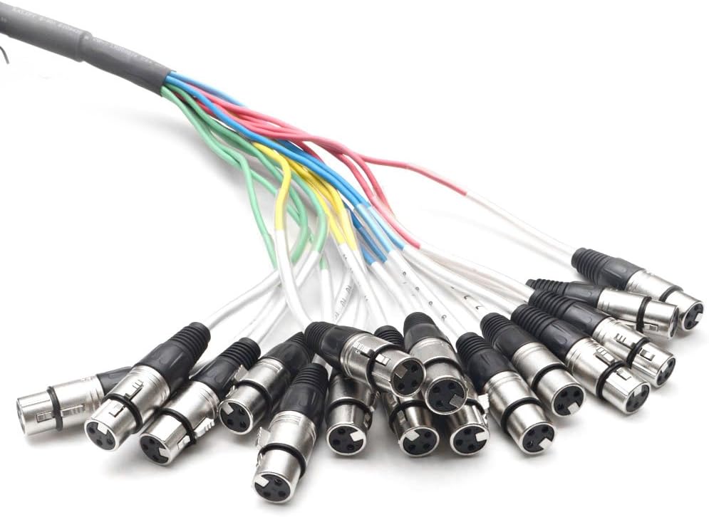 Seismic Audio - 16 Channel XLR Snake Cable - 15 Feet Long - Pro Audio Snake for Live Live, Recording, Studios, and Gigs - Patch, Amp, Mixer, Audio Interface 15'