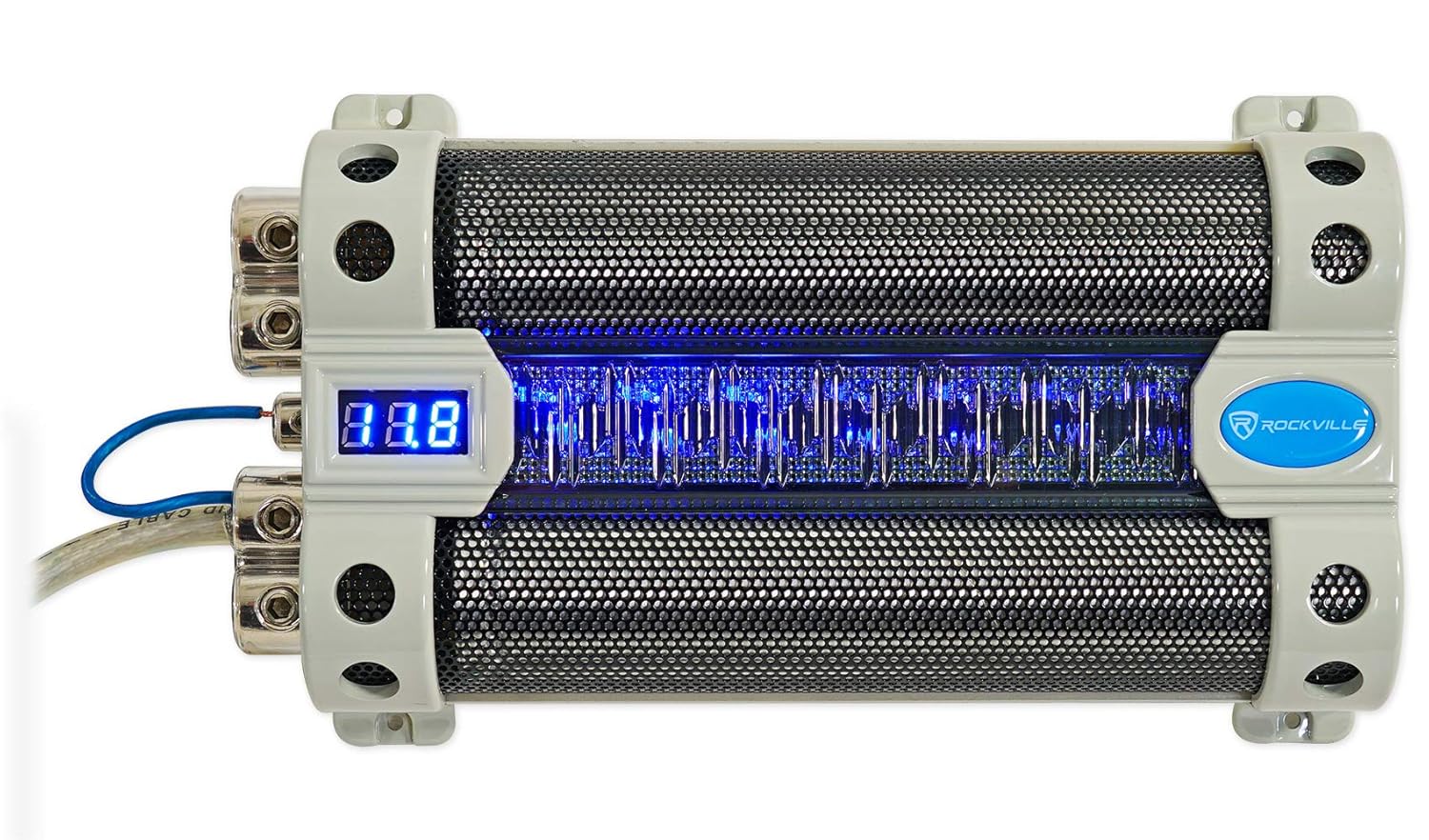 Rockville RFC30F Bundle: 30 Farad car Audio Power Capacitor with Blue Voltage Display, RWK0CU 0 Gauge OFC Amplifier Wiring Installation kit with ANL Fuse Holder, 2-Items