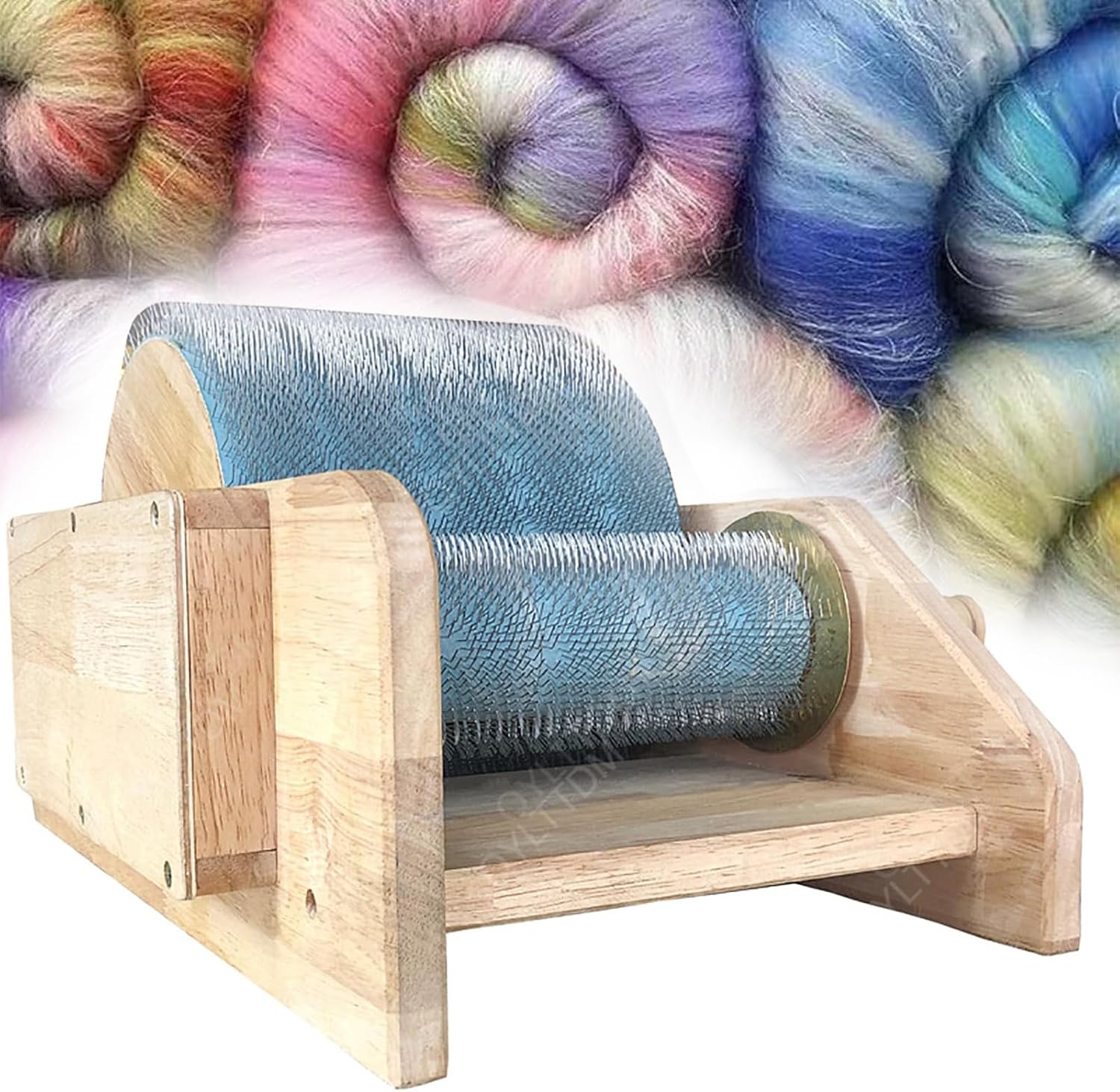 Wool Blending Board Carding Machine, 45 * 43 * 25 cm Fiber Blending Board, DIY Manual Wool Felt Machine, with Roller and Nylon Bearings, Wood Craft Sticks for Mix Colors, Organize Wool Fibers