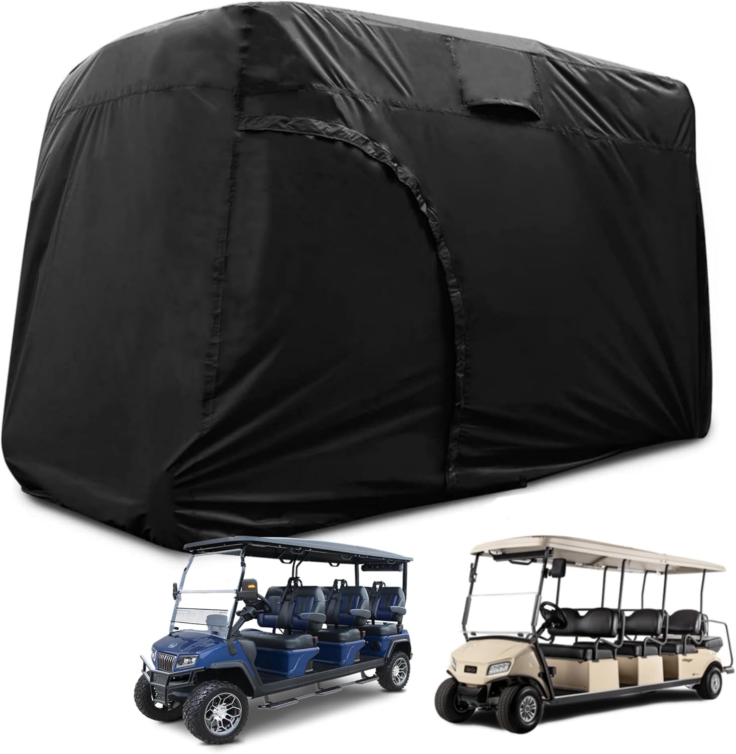 Golf Cart Cover 6/8 Passenger, Golf Cart Rain Covers, Heavy-Duty All Weather Protection Cover for EZ GO Golf Cart Accessories, Outdoor Seat Covers Evolution Golf Carts(156