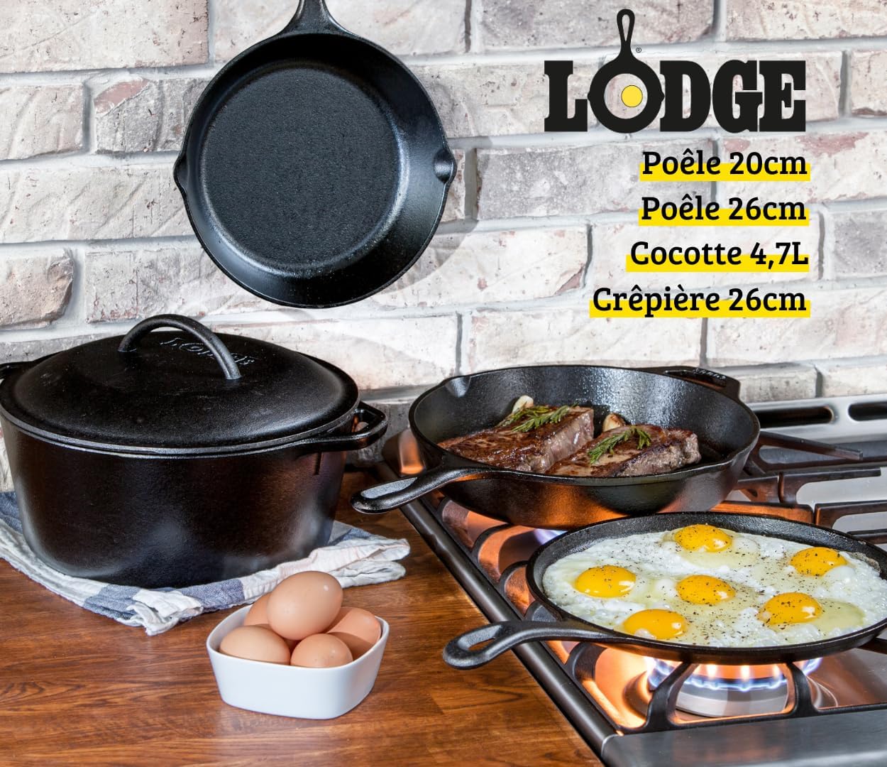 Lodge Pre-Seasoned Cast Iron 5 Piece Set, Black