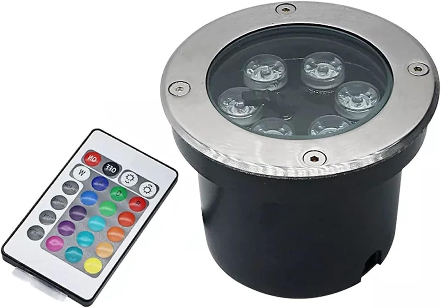 Underground Light LED Beam Spotlight, IP67 Waterproof Ground Landscape Lights with Remote Control, RGB Color Changing Floor Light, Adjustable Brightness Floor Spotlight(White,6W(12V))