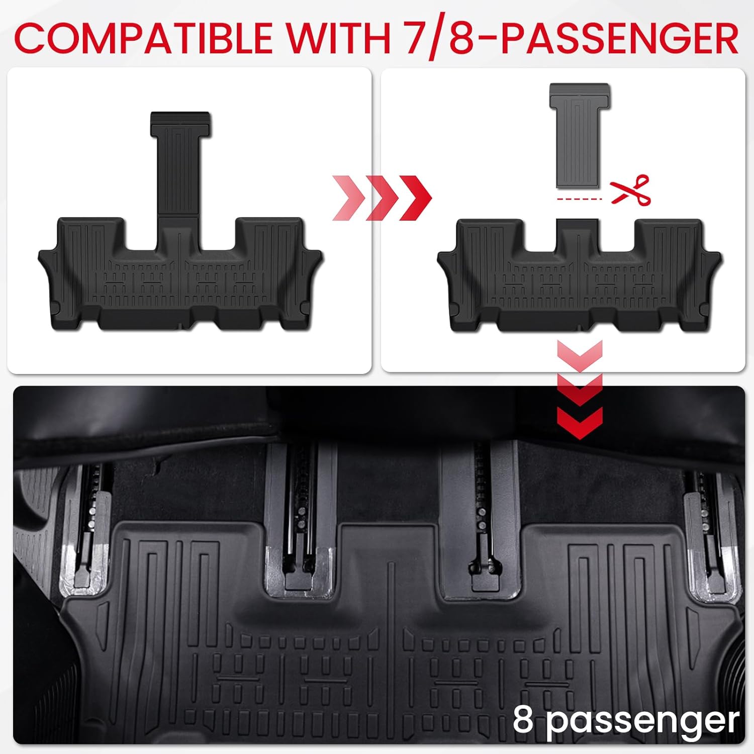 Floor Mats Cargo Mat with Backrest Mats for 2020-2025 Kia Telluride 7/8 Passenger Car Mats Accessories, All Weather TPE Protectors Cargo Liner Seat Back Covers(Floor Mats+2-in-1 Cargo Mat)