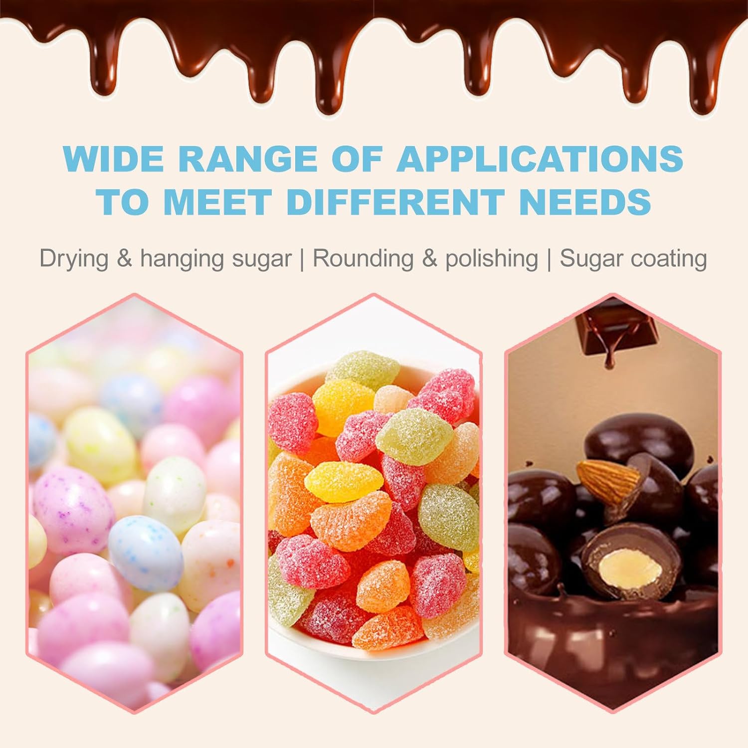 Electric Sugar Coating Chocolate Polishing Machine | Adjustable Speed & Adjustable Angle | Automatic Chocolate Drum Mixer for precoating for Confectionery
