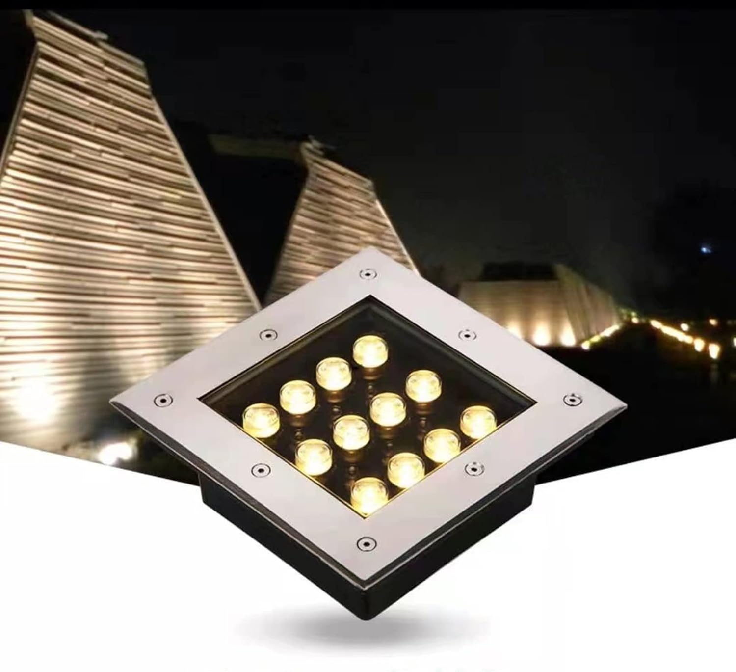 Low Voltage Deck Lights Recessed Square Underground Light IP66 Waterproof AC12V Outdoor Buried for Garden, Pathway, Patio, Driveway Landscape Lighting Spotlight