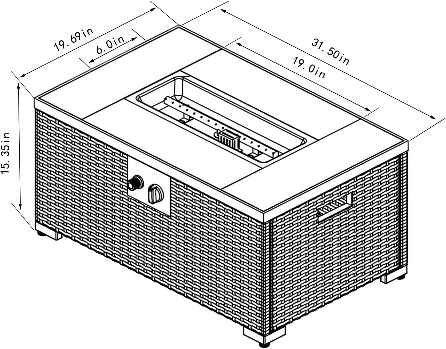 32 Inch Propane Fire Pit Table: Modern Wicker Design with 50000 BTU Heating & Storage Stool - Outdoor Gas Fire Table for Vacation Rental Gardens & Patio Decor W853P202196