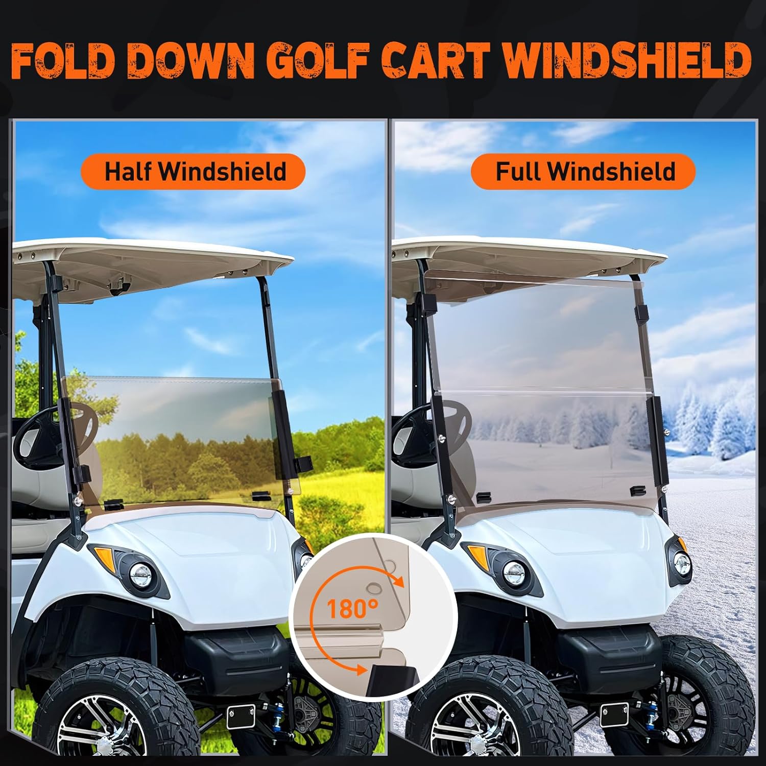 Nilight Golf Cart Windshield for Front Window Foldable UV Protection Compatible with Yamaha Drive G29 Gas or Electric Models 2007-2016 Tinted Polycarbonate (PC) Scratch and Impact Resistant