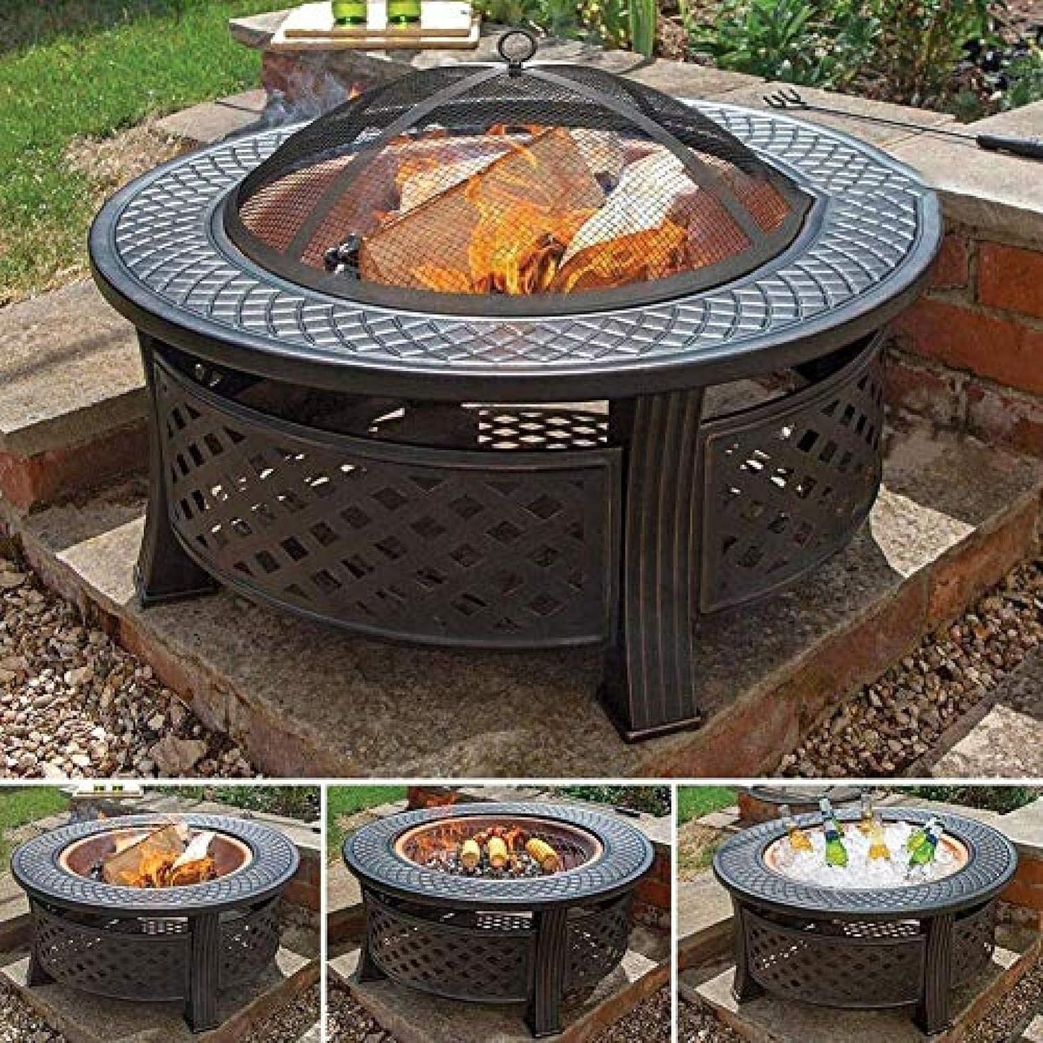 Fire Pit BBQ Grill Fire Bowl Bowl Barbecue Stove Outdoor Yard Barbecue Grill Coal Stove Brazier Coal Heating Stove Indoor Stove Grill