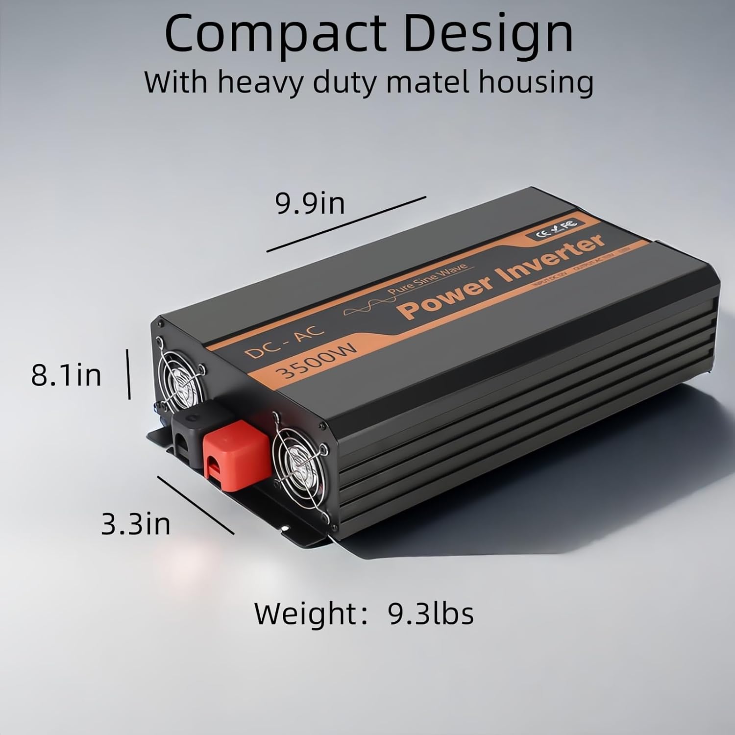 PowMr 3500W Pure Sine Wave Inverter 12V DC to 110V AC for Home, RV, Truck, Off-Grid, Solar Inverter with Dual AC, LCD, USB, Battery Cables for 12V Lead-Acid & Lithium Battery