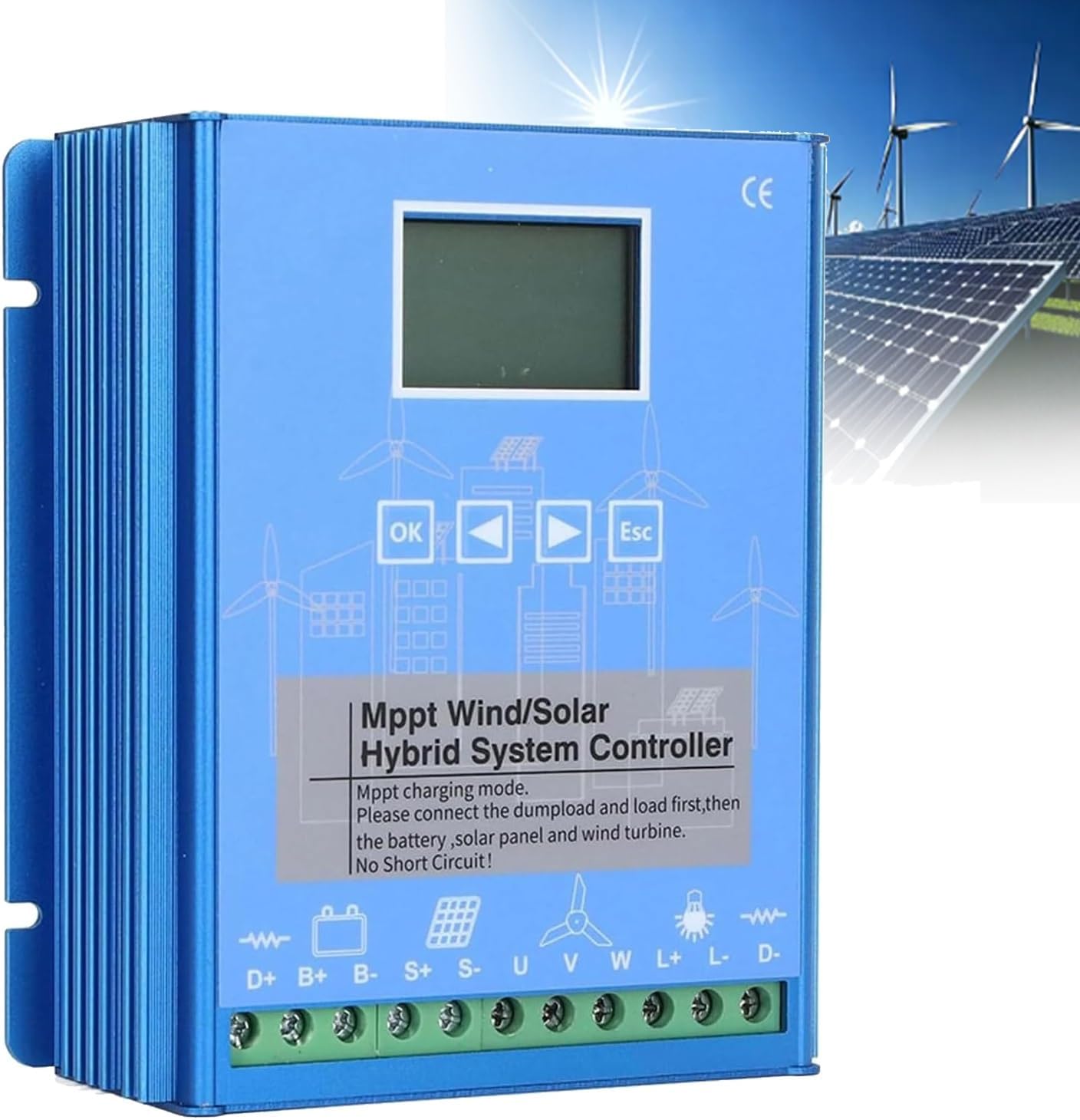 Wind Solar Hybrid Charge Controller 1000W Wind Turbine Solar Hybrid MPPT Charge Boost Controller 12V/24V/48V Auto Switch Regulator MPPT Wind Solar Hybrid Boost Controller(48V)