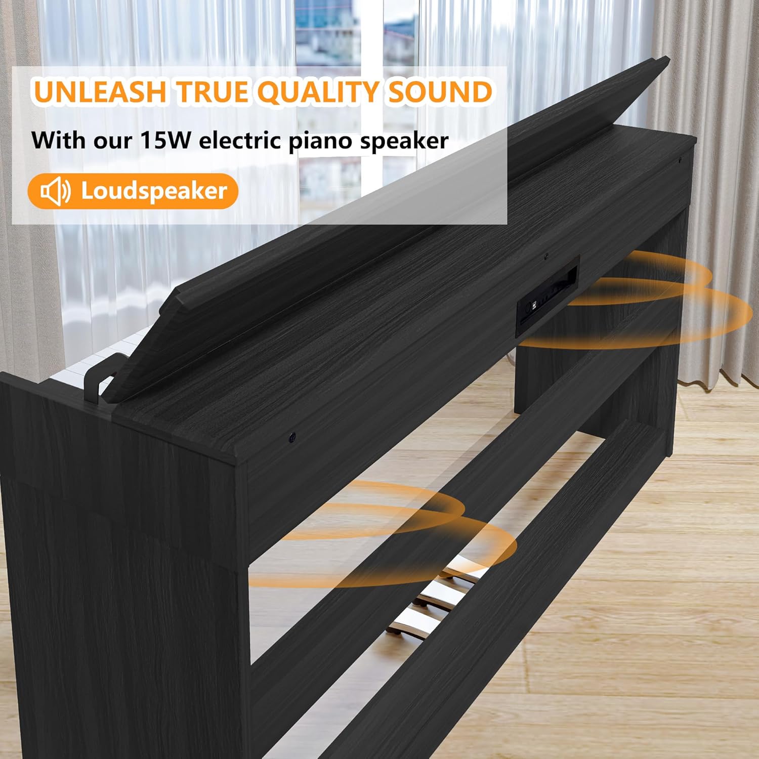 WENCAI 88 Key Electric Piano Velocity-Sensitive Keyboard, 88 Keys Home Upright Digital Pianos, Wooden Electronic Piano for Beginner Adult with 3 Pedals, Supports USB-MIDI/Wireless Connect, Black