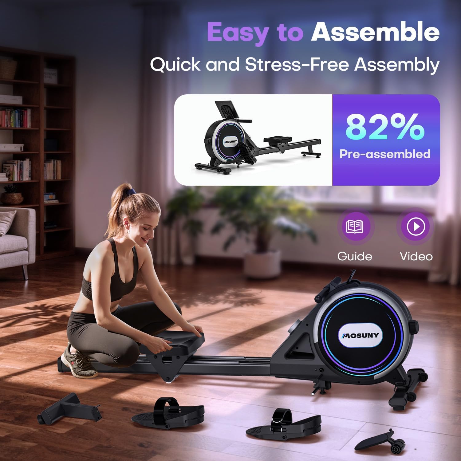 Rowing Machines for Home, 16/32-Level Adjustable Resistance, Magnetic Rowing Machine with App Supported, 350/400 LB Weight Capacity, Upgraded Dual Slide Rails with LCD Data Display Screen