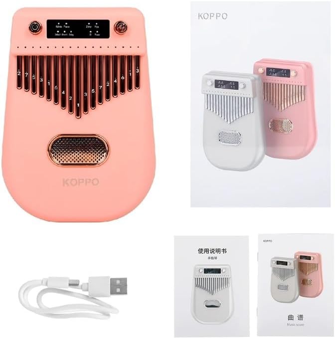 17-Key Electric Kalimba Thumb Piano with Bluetooth & Built-in Pickup — Portable Mbira Finger Piano for Beginners & Adults, Mahogany Resonance, Travel-Friendly (Pink Kalimba)