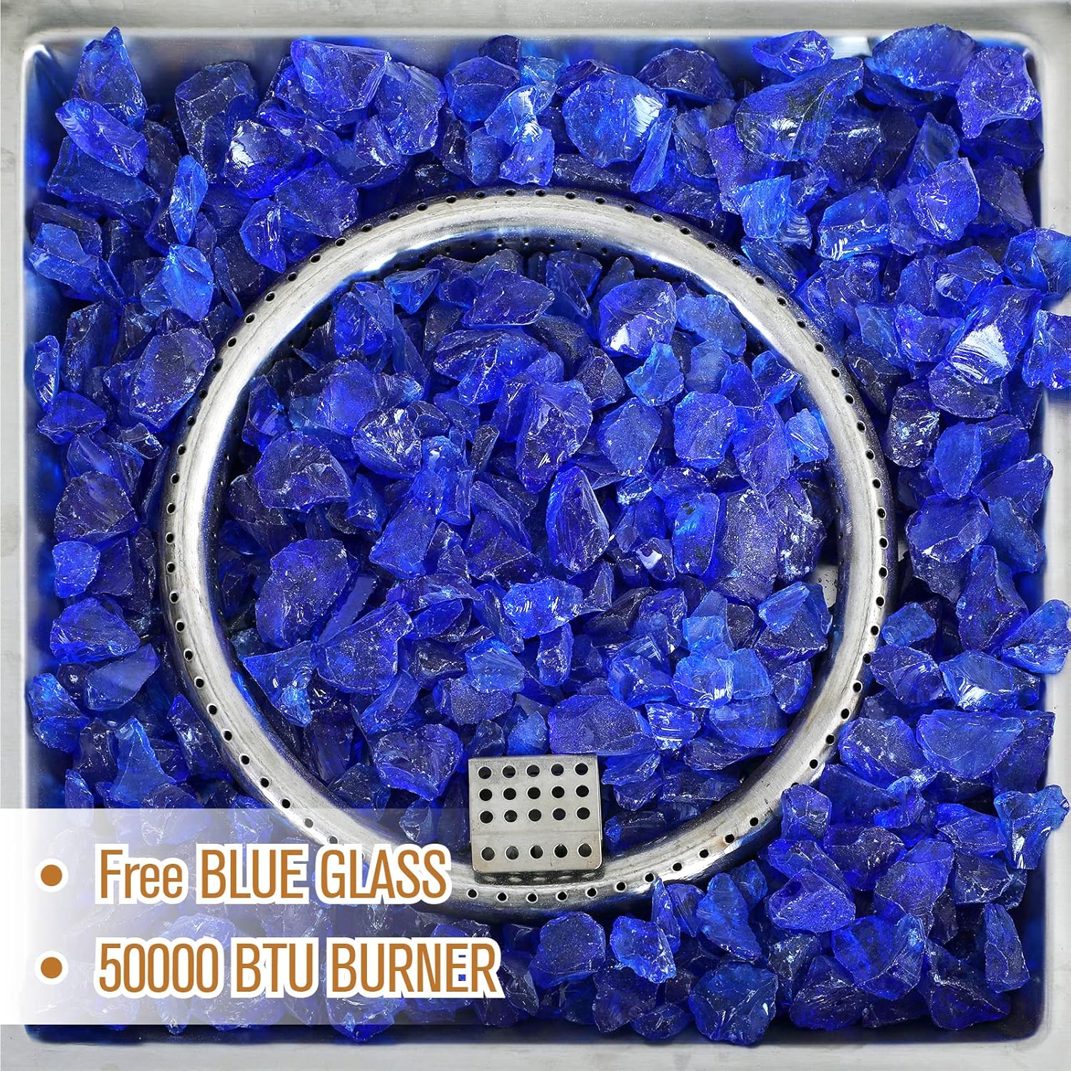 MFSTUDIO 28 Inch Gas Fire Pit Table,50000 BTU Propane Steel Striped Square Handpainting Treatment Fire Table with Lid and Blue Glass for Patio,Backyard and Balcony,Black